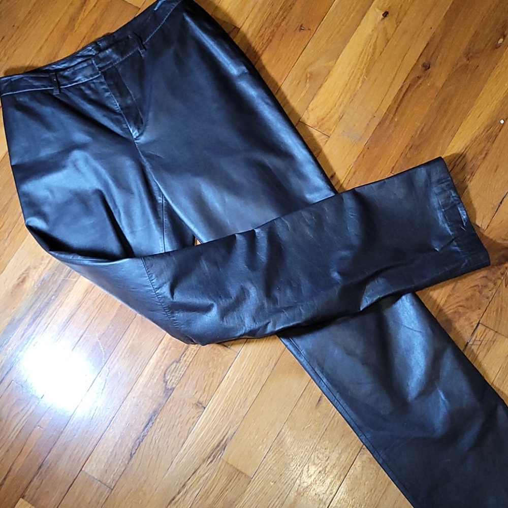 Vintage high waisted straight leg leather pants
